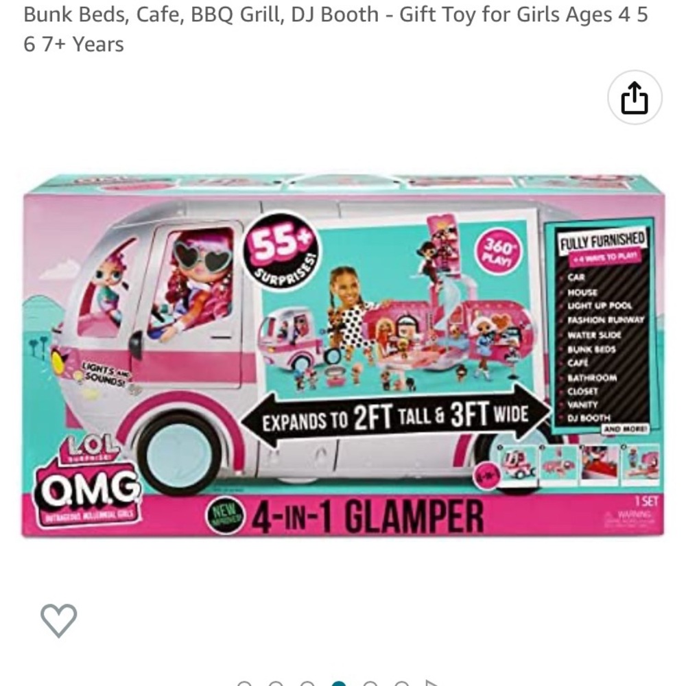 LOL Surprise OMG 4-in-1 Glamper Fashion Camper W/55 Surprises Metallic S…